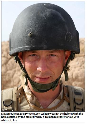Taliban bullet pierces helmet of British soldier