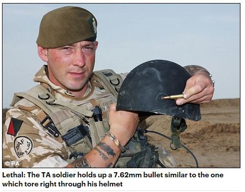 Taliban bullet pierces helmet of British soldier